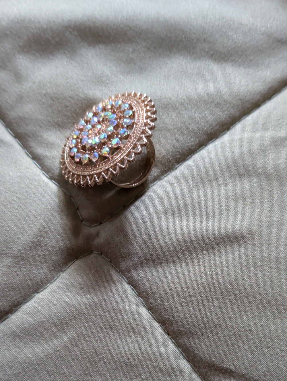 Rose Gold Crystal Cluster Adjustable Ring - Women Accessories